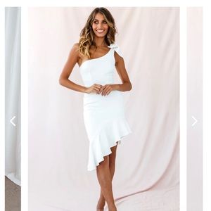 Selfie Leslie Tiffany One Shoulder Bow Dress White Size Medium